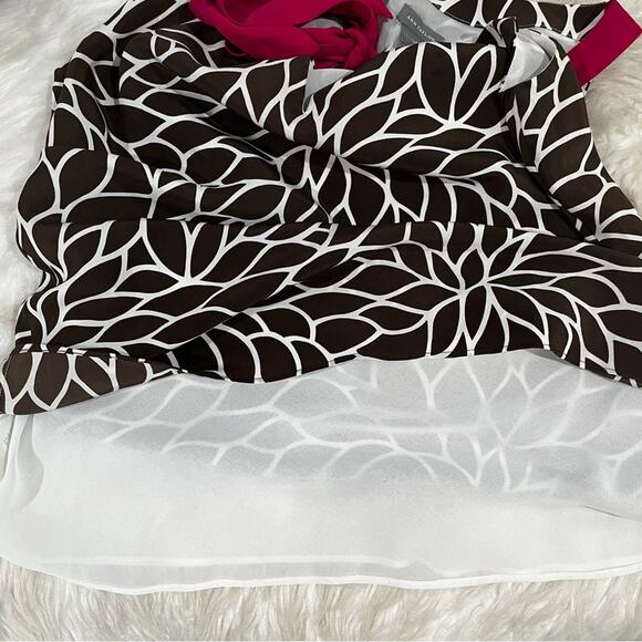 NEW Ann Taylor Silk Classic Keyhole Bow Spiral Flower Sleeveless Two Tone Top 4 - Picture 11 of 16